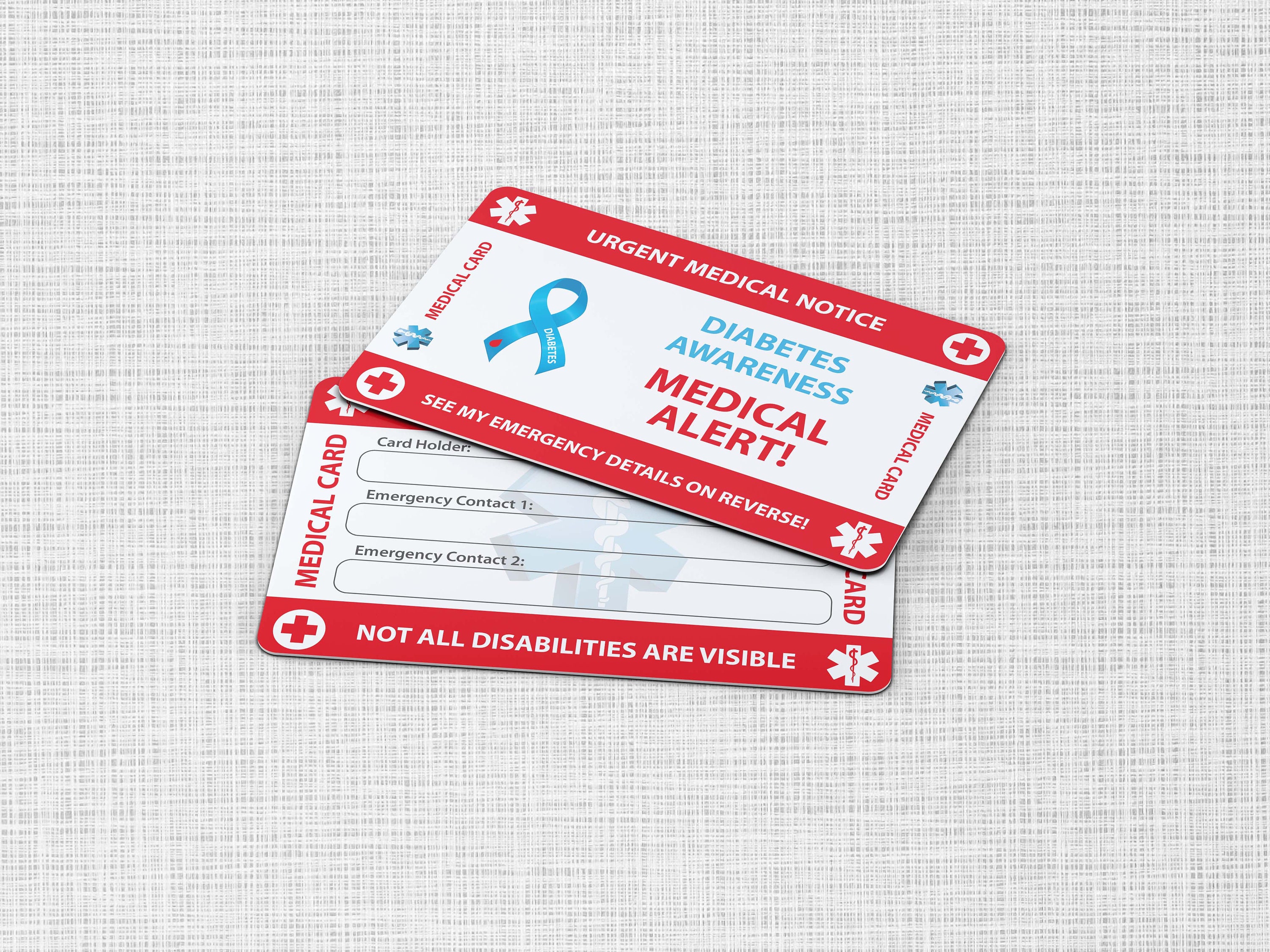 Diabetes Emergency Wallet Card Diabetes Medical Card PVC Etsy