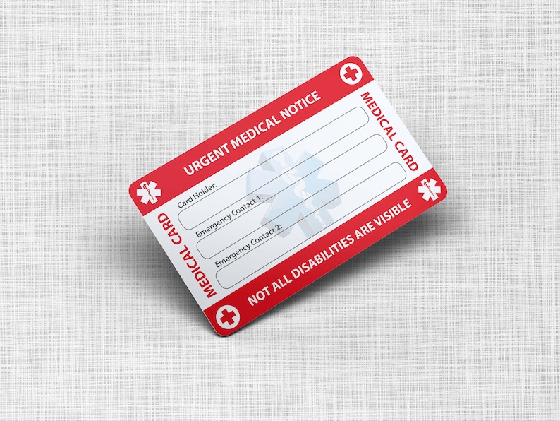 Cartão de carteira de emergência para transtorno bipolar - Cartão médico para transtorno bipolar - Cartão de PVC Tamanho do cartão de crédito e mesmo material imagem 2