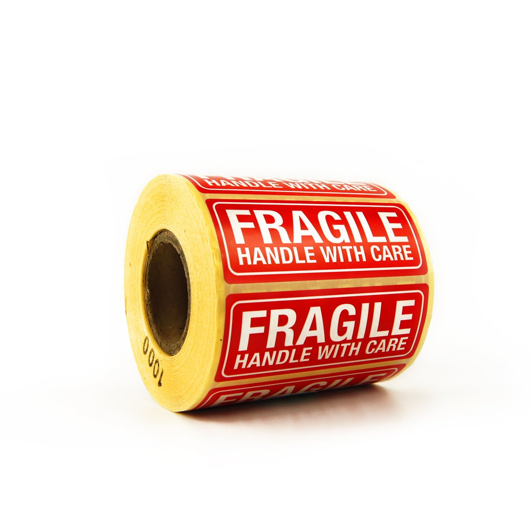 1000 Labels Red Fragile Handle With Care Stickers, Fragile Warning ...