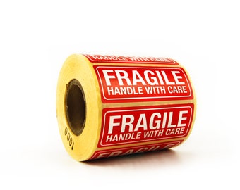 1000 Labels Red Fragile Handle with Care Stickers, Fragile Warning Sticker Roll for Shipping. 90mm*30mm