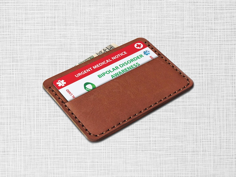 Cartão de carteira de emergência para transtorno bipolar - Cartão médico para transtorno bipolar - Cartão de PVC Tamanho do cartão de crédito e mesmo material imagem 3