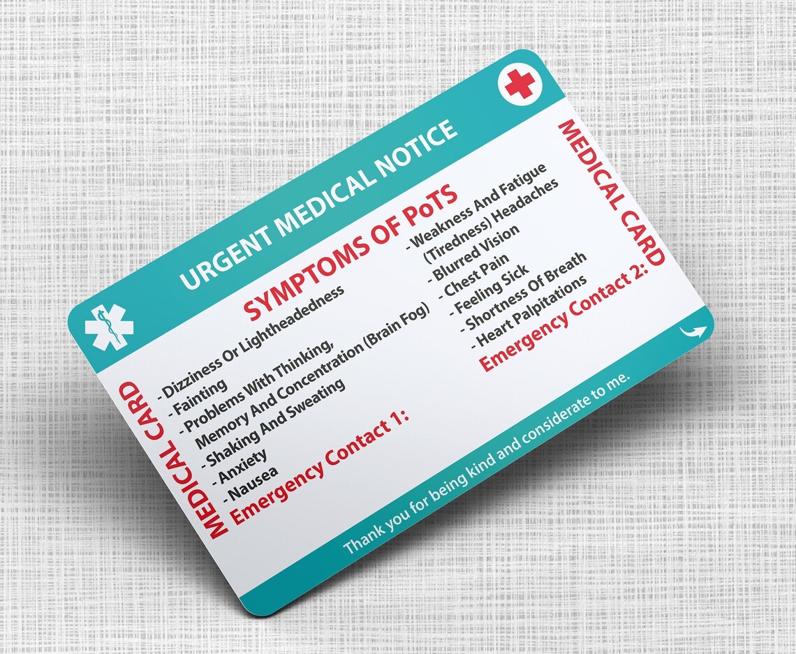 PoTS Awareness Wallet Insert Medical Card Invisible Etsy