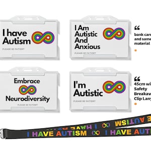 Autism Autistic Anxious Embrace Neurodiversity  Awareness Medical Card - Personalised - Disability - Invisible Disability