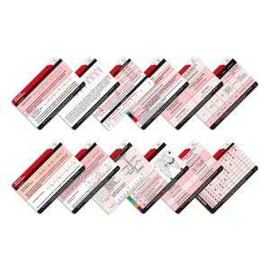 Insignia de enfermería Tarjetas de referencia médica cardíaca, 6 piezas (inyección de tabla de compatibilidad de tipo de sangre, ECG, etc.) Grandes regalos de enfermeras para el trabajo o la escuela