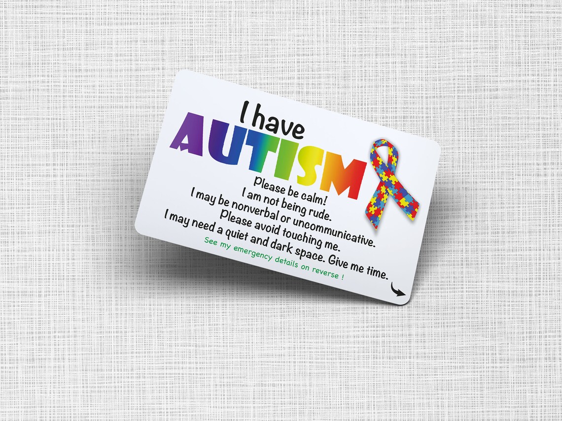 Autism Awareness Medical Card Personalised Disability Etsy Autism Awareness Medical Card Personalised Disability Etsy