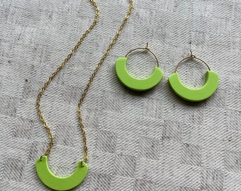 Chloe // Lime Green // Polymer Clay Statement Earrings - Handmade - Lightweight