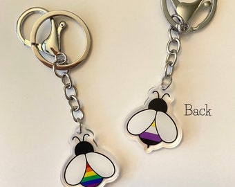 Non-binary Rainbow LGBTQ+ Double-Sided Pride Bee Acrylic Keychain