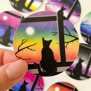 Silhouette Pride LGBTQ+ Cat Sticker - Bisexual Lesbian Non-Binary Transgender Omnisexual Pansexual Genderfluid Gay Asexual - Subtle Pride