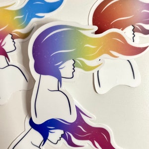 LGBT+ Pride Hair Silhouette Stickers - Lesbian pride, Bisexual pride, Pansexual Pride