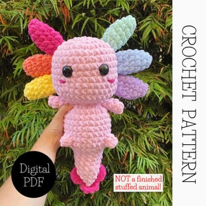 Rainbow Axolotl PATTERN DIGITAL PDF Crochet Pattern Pride Axolotl Crochet Pattern Amigurumi Pattern Blanket Yarn Crochet Pattern image 1