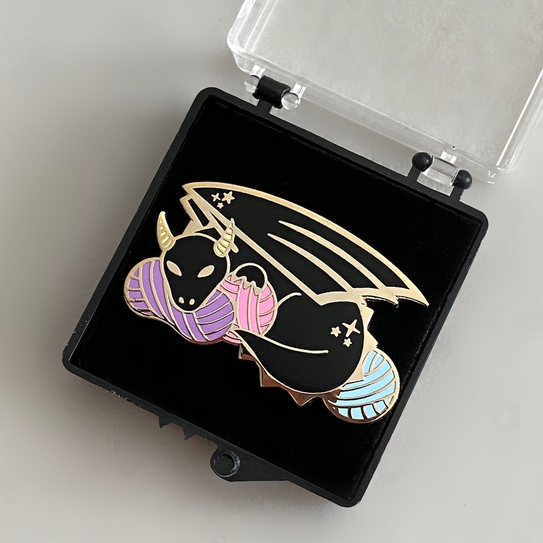 Yarn Hoarding Midnight Dragon Hard Enamel Pin - Gift for Yarn Lovers ...