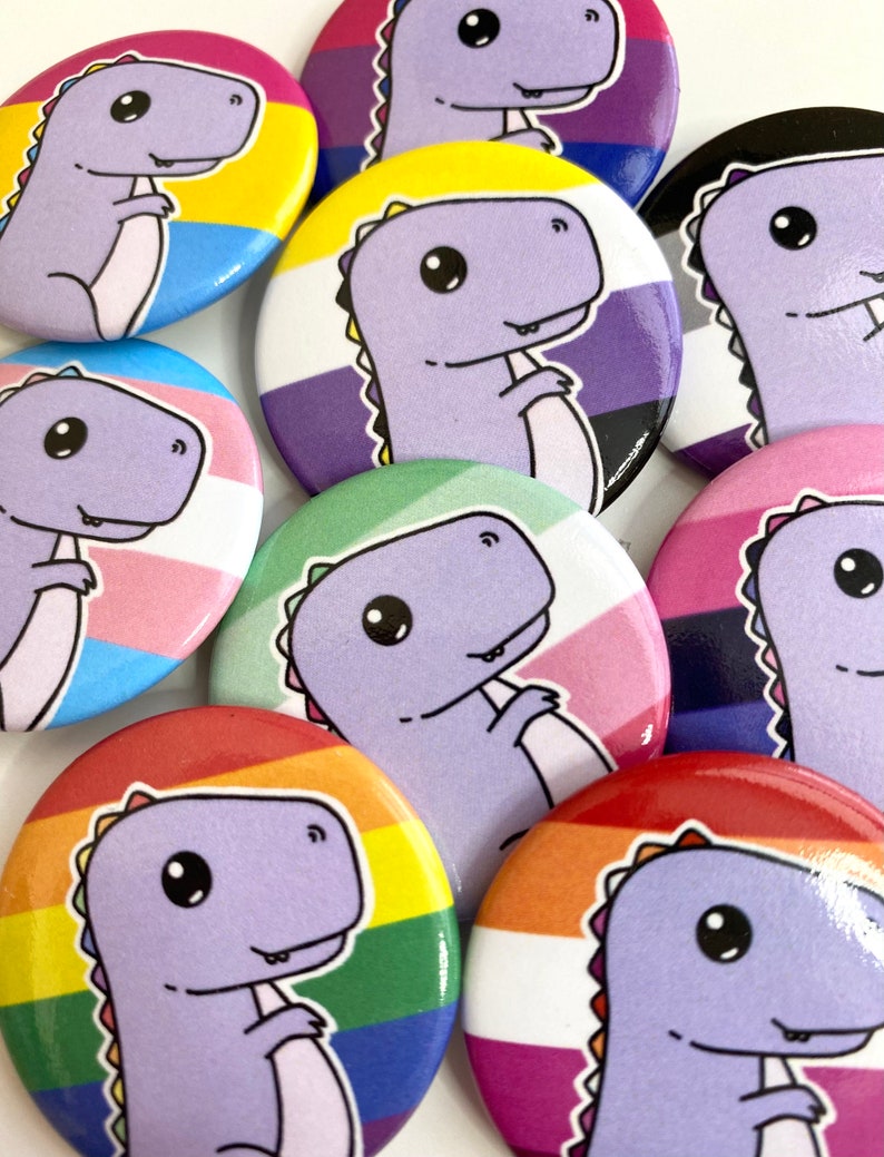 Dinosaur Pride Button Pins Pride Dino LGBTQ Pride Pins Etsy
