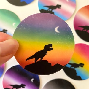 Subtle Pride LGBTQ+ Dinosaur Circle Sticker - Subtle Pride Sticker - Dino Pride- Lesbian Asexual Bisexual Non-Binary Pansexual Transgender