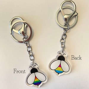Pansexual Rainbow LGBTQ+ Double-Sided Pride Bee Acrylic Keychain