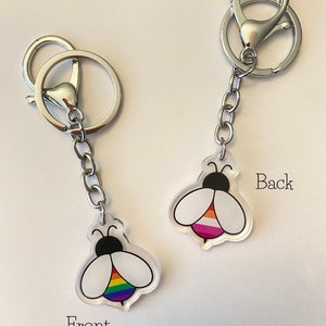 Lesbian Rainbow LGBTQ+ Double-Sided Pride Bee Acrylic Keychain