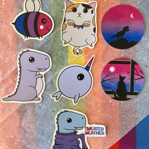 Bisexual Pride Sticker Bundle Packs (Sizes: 2 pack, 4 Pack, 6 Pack, 7 Pack)