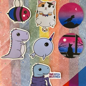 Bisexual Pride Sticker Bundle Packs (Sizes: 2 pack, 4 Pack, 6 Pack, 7 Pack)
