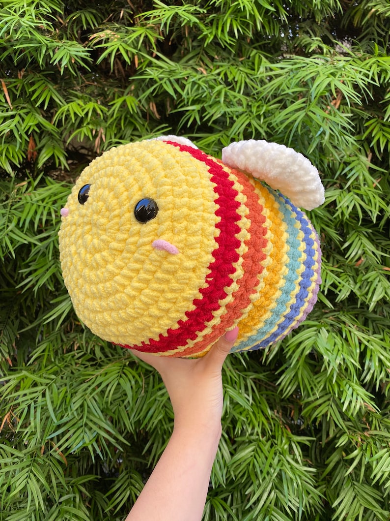 Jumbo Rainbow Bee PATTERN - DIGITAL PDF Crochet Pattern - Pride - Bee ...
