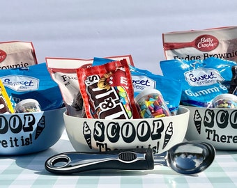 Personalized ice cream bowl, Ice cream gift, Ice Cream Kit, Ice cream favor, Scoop There it is Bowl, Ice Cream Dish, Dessert Topping, Custom
