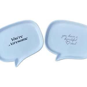 Jewelry dish, Positive words, Trinket Dish, Ceramic plate, Nightstand Jewelry dish, Decorative earring plate, Ring holder,