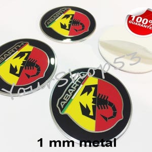 Metal Stickers - car wheel center cap stickers - set of 4 - FIT - ABARTH 5