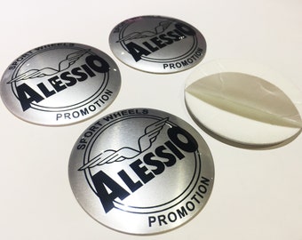 Metal Stickers - car wheel center cap stickers - set of 4 - ALESSIO