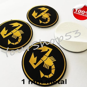 Metal Stickers - car wheel center cap stickers - set of 4 - FIT - ABARTH 33