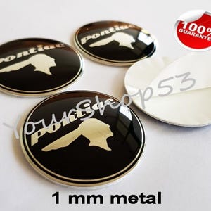 Metal Stickers - car wheel center cap stickers - set of 4 - FIT - PONTIAC 2 vintage