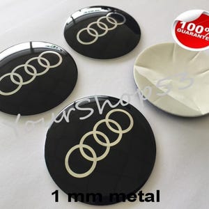 Metallaufkleber – Auto-Radnabenkappen-Aufkleber – 4er-Set – passend für Audi 5, schwarz
