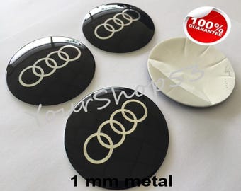 Adesivi in metallo - adesivi per coprimozzi auto - set da 4 - FIT - AUDI 5 nero