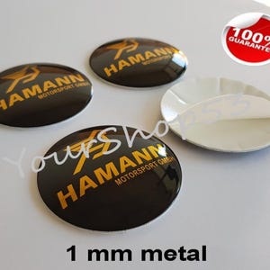 Metal Stickers - car wheel center cap stickers - set of 4 - FIT - HAMANN 3 Black/Gold