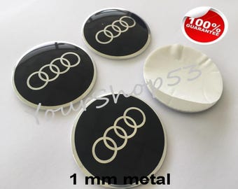 Metal Stickers - car wheel center cap stickers - set of 4 - FIT - AUDI 16