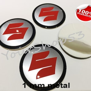 Metal Stickers - car wheel center cap stickers - set of 4 - FIT - SUZUKI 1