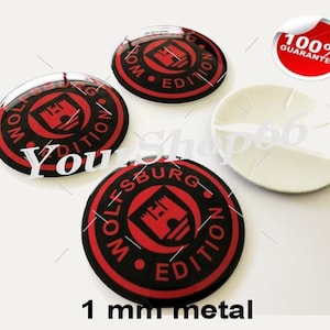 Metal Stickers - car wheel center cap sticker - set of 4 - FIT - WOLFSBURG 4