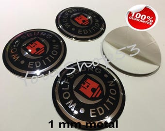 Metal Stickers - car wheel center cap sticker - set of 4 - FIT - WOLFSBURG 5