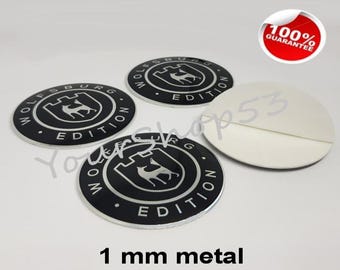 Metal Stickers - car wheel center cap sticker - set of 4 - FIT - WOLFSBURG S2