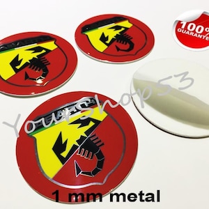 Metal Stickers - car wheel center cap stickers - set of 4 - FIT - ABARTH 22