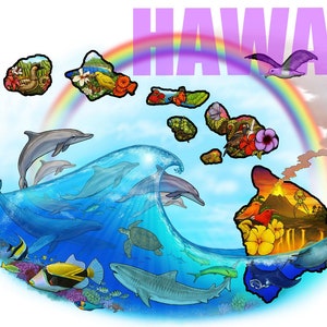 Carte d’illustration de la nature d’Hawaï