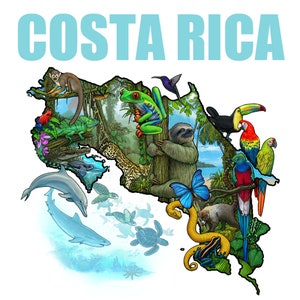 Illustrierte Naturkarte von Costa Rica