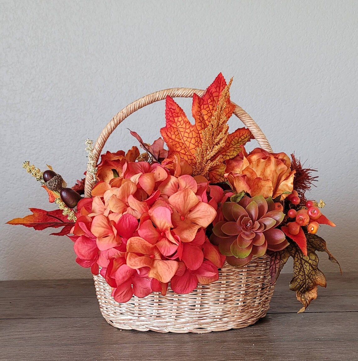 Fall Arrangement Silk Flowers Autumn Colors Rustic Etsy