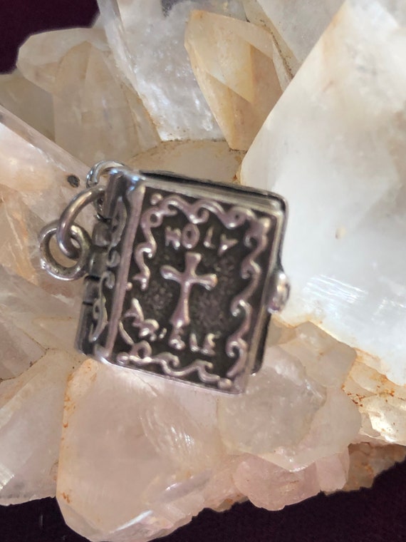 Vintage Sterling Silver Charm Holy Bible Nativity