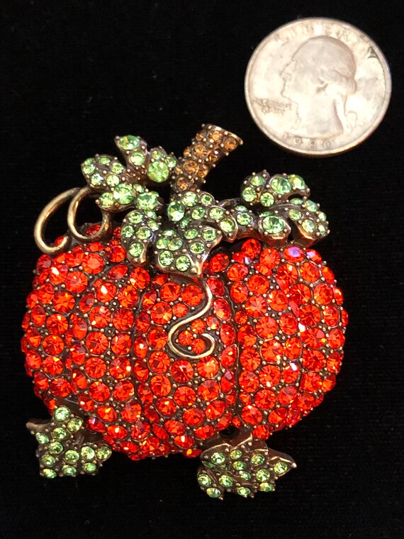 Rhinestone Halloween Jack-O-Lantern Pumpkin Pin B… - image 2