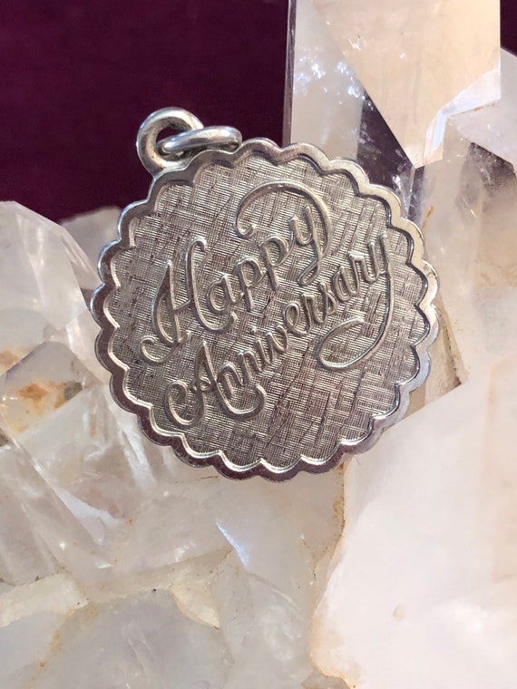 Vintage Sterling Silver Charm Happy Anniversary