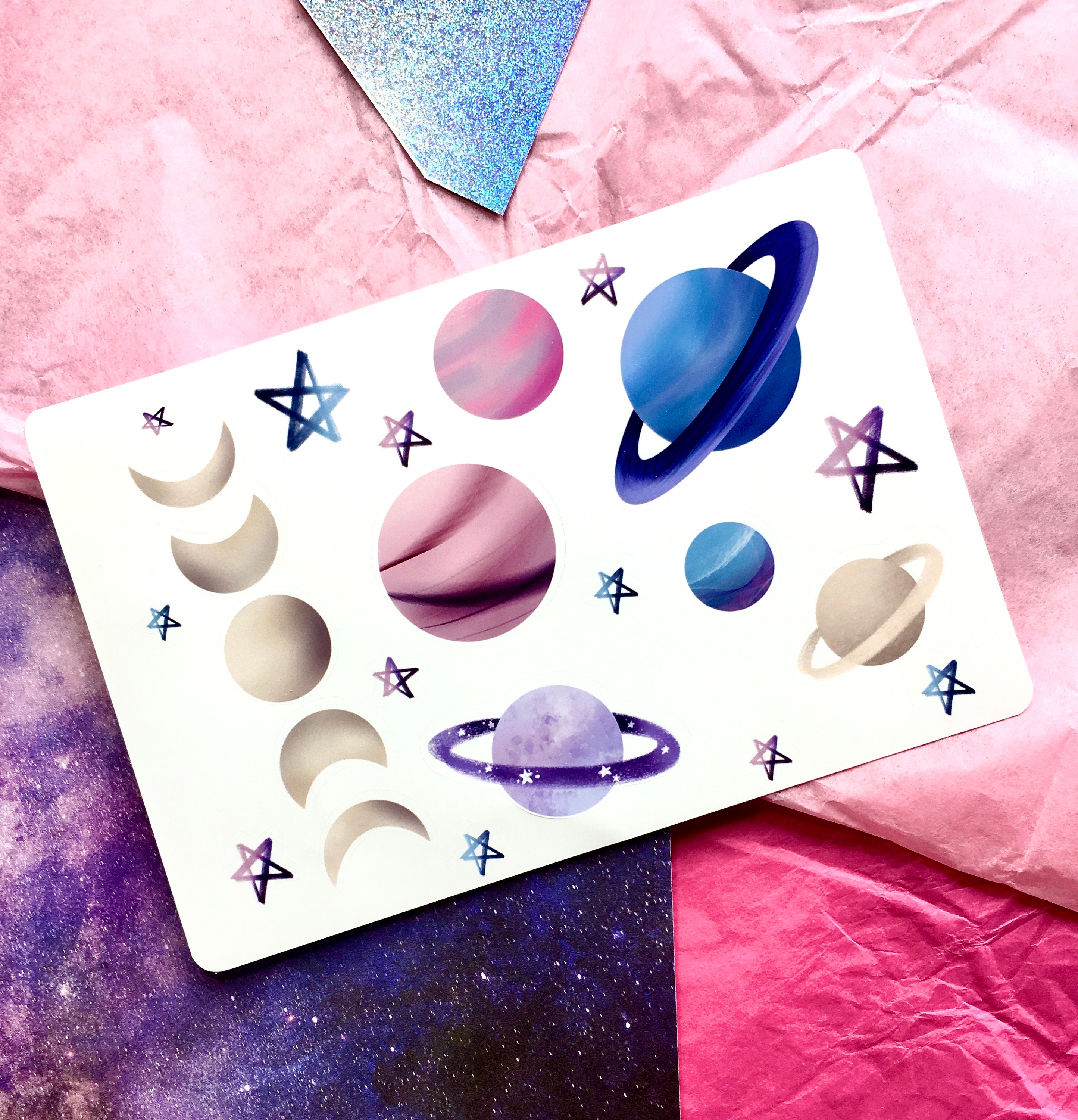 Cute Galaxy Sticker Sheet Colourful Lunar Moon Phase and | Etsy