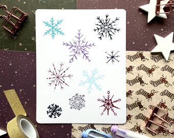 Winter Snowflake Stickers | Decorative Snow Planner Vinyl Decals for Journals, Scrapbooks, Laptops and More