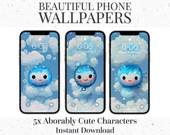 HD Urocza, słodka tapeta na telefon | Urocza sztuka | Urocza tapeta cyfrowa | Tapeta na telefon w chmurze | Tło telefonu | Urocze, przytulne, estetyczne