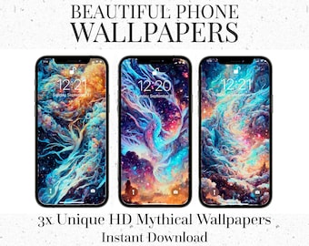 Tapeta na telefon HD Mythical (x3) - Tapety na Androida, Tapety Galaxy, Tła na telefon, Natychmiastowe pobieranie, Działa na iPhone'a i Androida
