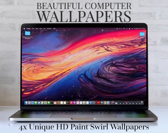 HD Paint Swirl Variety Pack Laptop Wallpapers (x4) - Natychmiastowe pobieranie, Piękne wygaszacze ekranu, Tła komputerowe, Tapety w stylu płótna