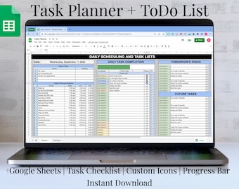 Lista zadań do wykonania w Arkuszach Google, śledzenie zadań, szablon harmonogramu, śledzenie aktywności, planer projektów, szablon planera cyfrowego, cyfrowa lista zadań