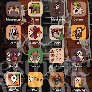 Spooky Monsterfest - MAIN PACK - Hand Drawn IOS18 App Icons Bundle, IOS16 App Cover, Fall Autumn Halloween Aesthetic, Icons iPhone + Android